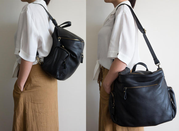 Noa Leather Bucket Bag | Convertible Leather Backpack