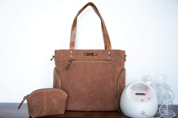 Breast pump and insulated bottle cooler travel bag