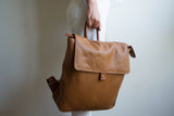 Flap Leather Backpack in Tan - Carry Goods Co.