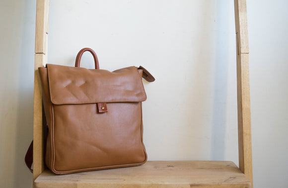 Flap Leather Backpack