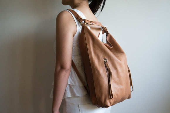 Neve Hobo Bag | Convertible Leather Backpack