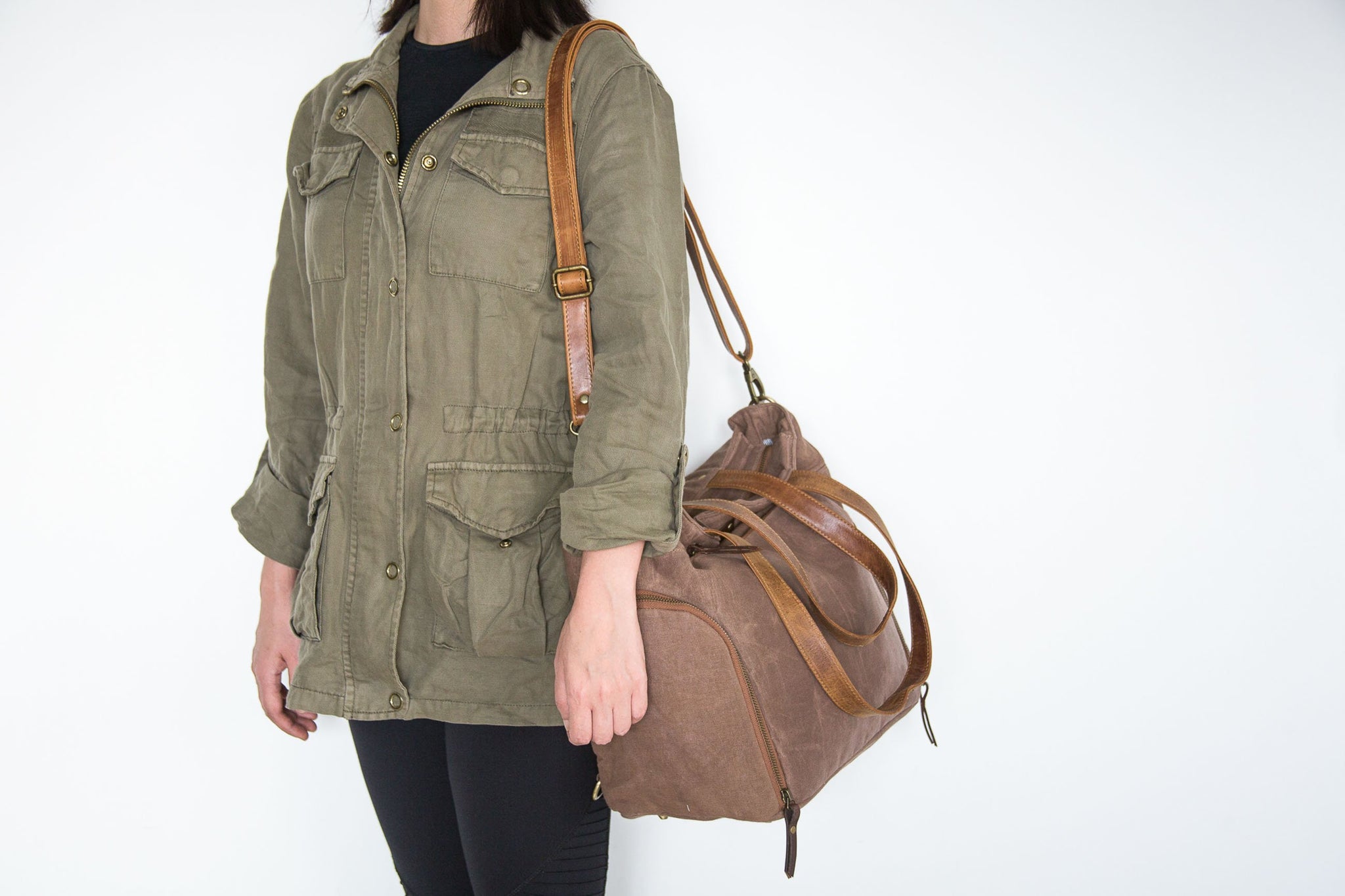 breast pump laptop backpack Convertible Breast Pump Backpack with Laptop Pocket in Pecan Brown Waxed Canvas and Leather | Milk Cooler Pocket