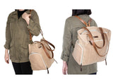 convertible breast pump backpack tote bag in beige
