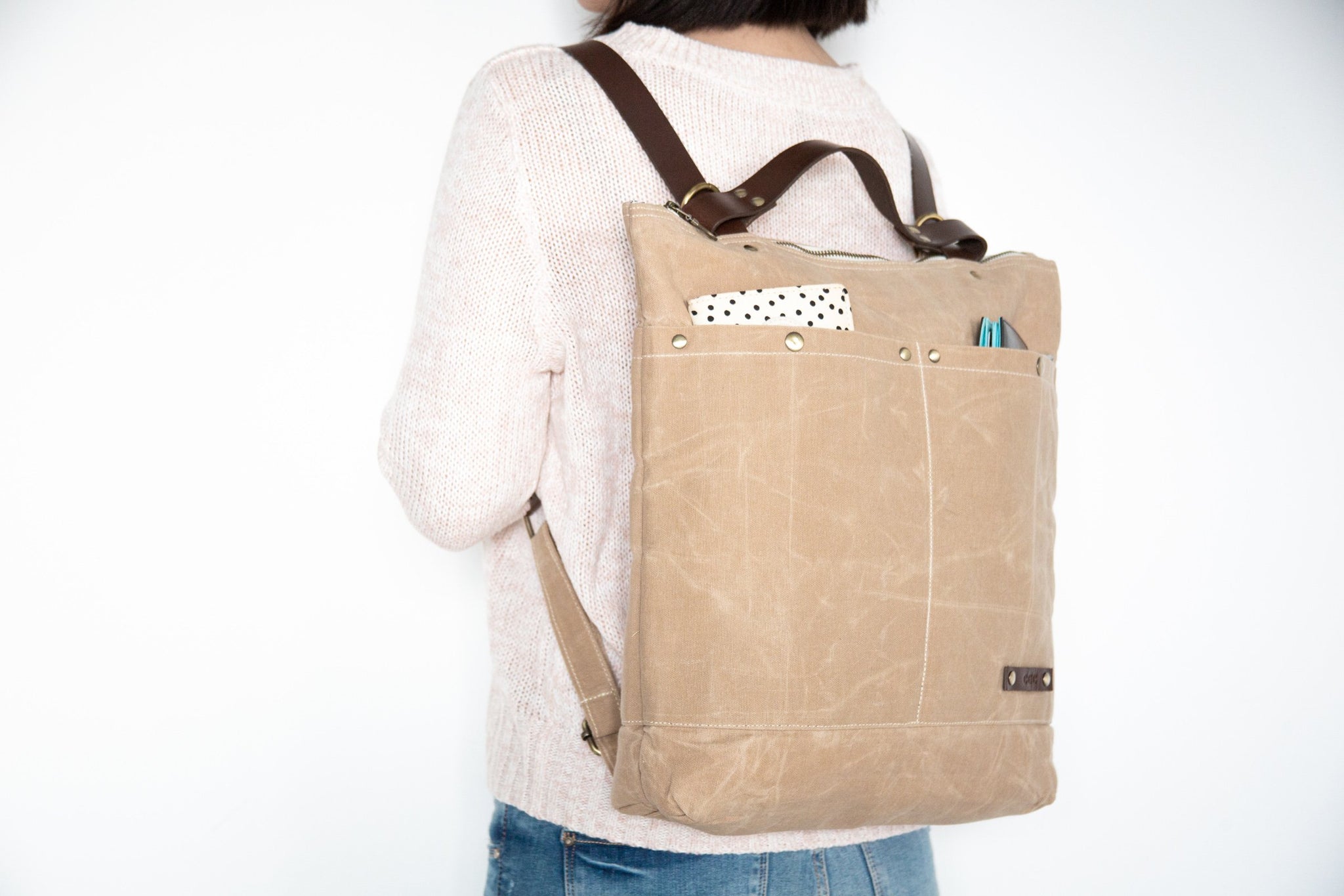 Beige Geometric Canvas Backpack Tote - Neutral Women\'s Bag Lulu Dharma Tote Bag Green Geometric Canvas Beach Pool | eBay main image 4