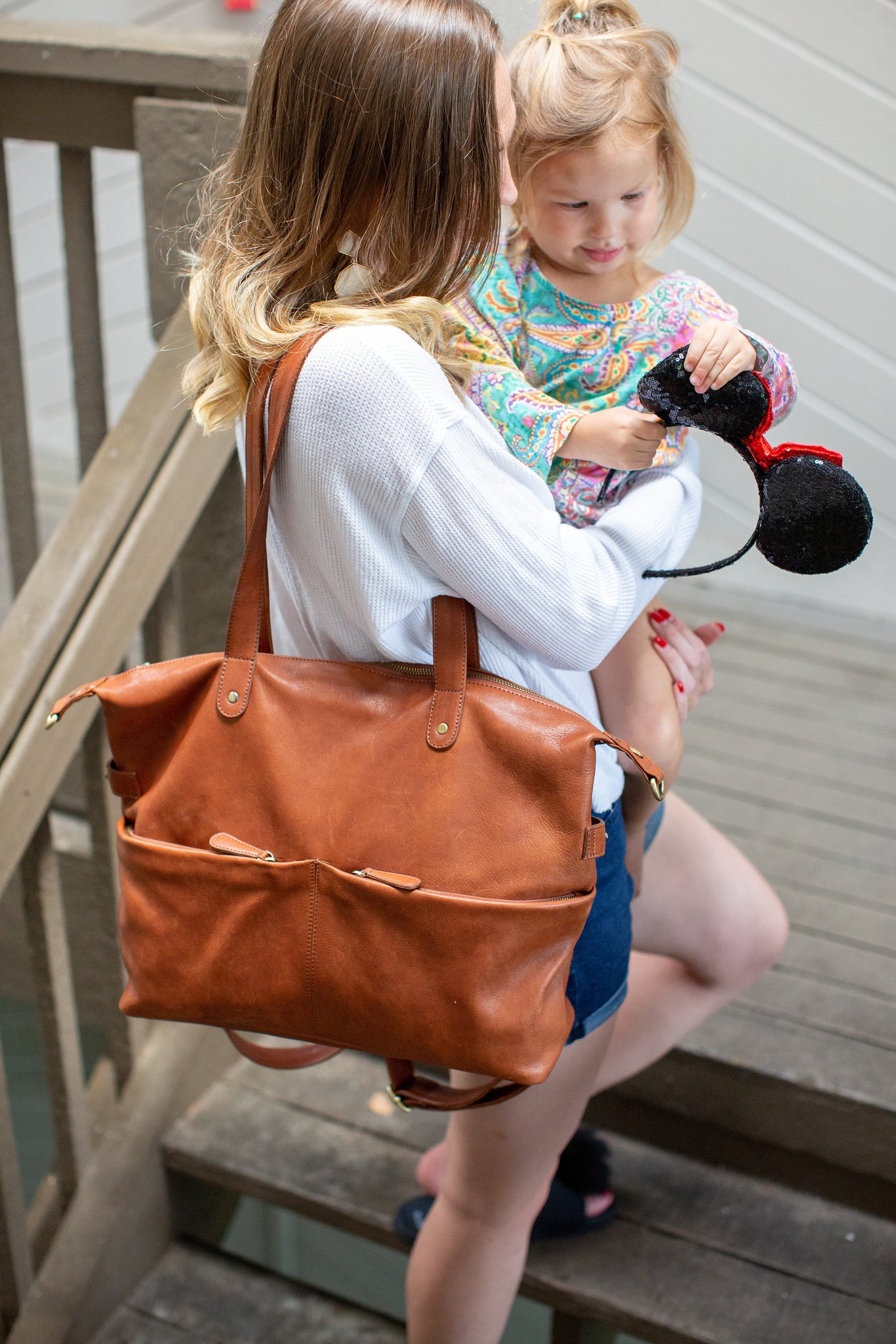 Tan leather diaper bag Outlet