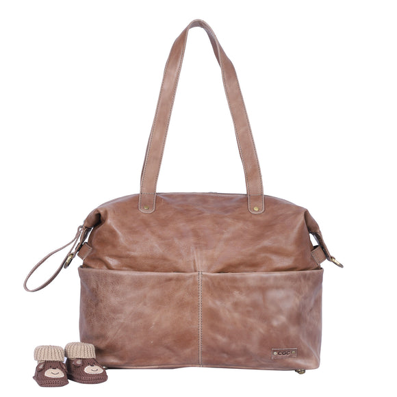 Dark Brown Leather Signature Metal Lion Women Backpack By Brune & Bare