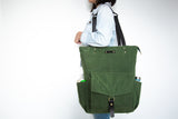 forest green waxed canvas baby diaper bag