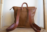 Flap Leather Backpack in Tan - Carry Goods Co.