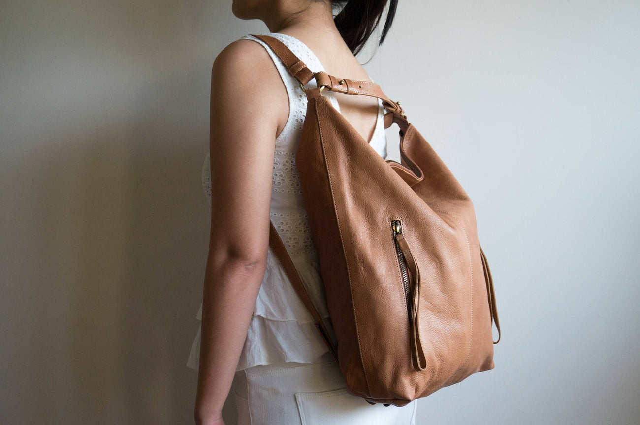 Neve Hobo Convertible Tote in Tan brown