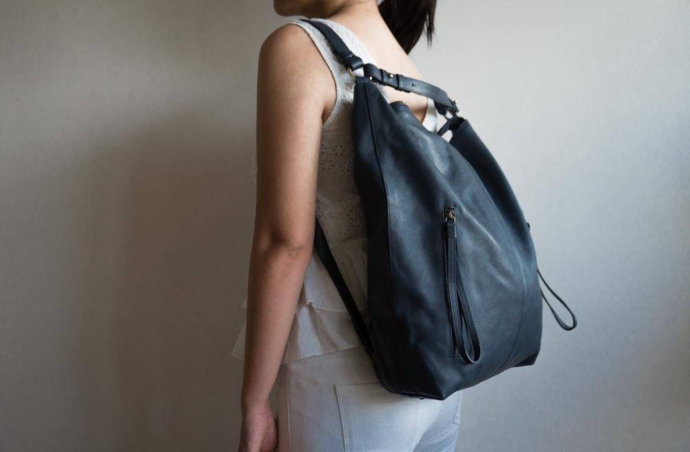 Midnight Leather Hobo Bag