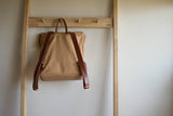 Flap Leather Backpack in Nude - Carry Goods Co.