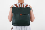 Flap leather backpack in Forest Green - Carry Goods Co.