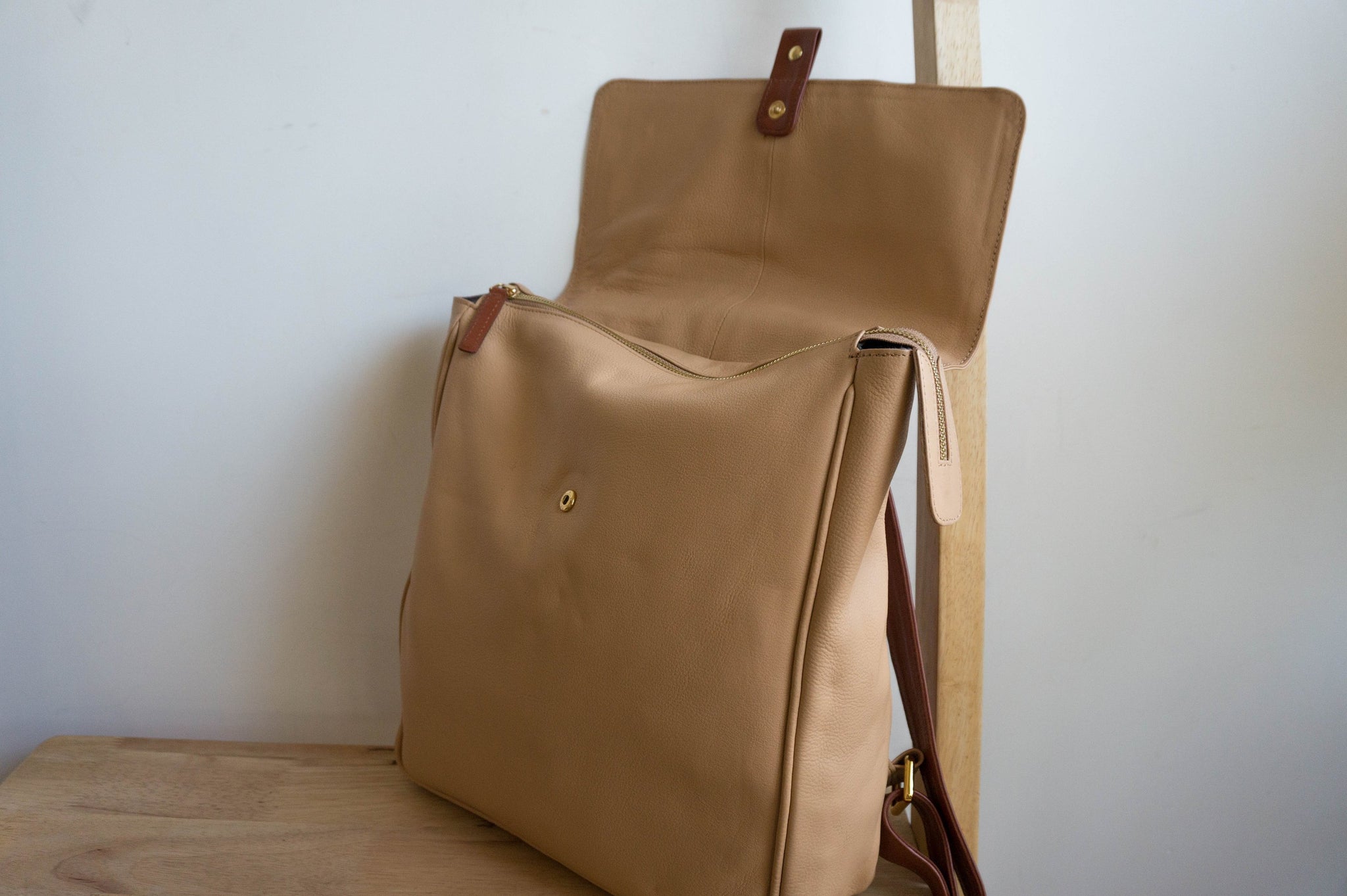 Flap Top Eco Leather Backpacks - L - Ark
