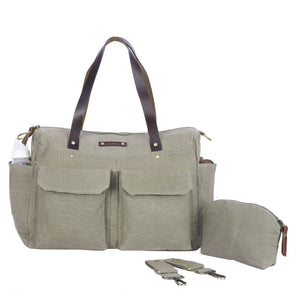 khaki large diaper tote bag set for twins multiple kids babies. Strollers straps and pouch accessories available