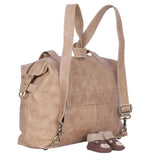 light brown leather purse backpack. Convertible tote bag
