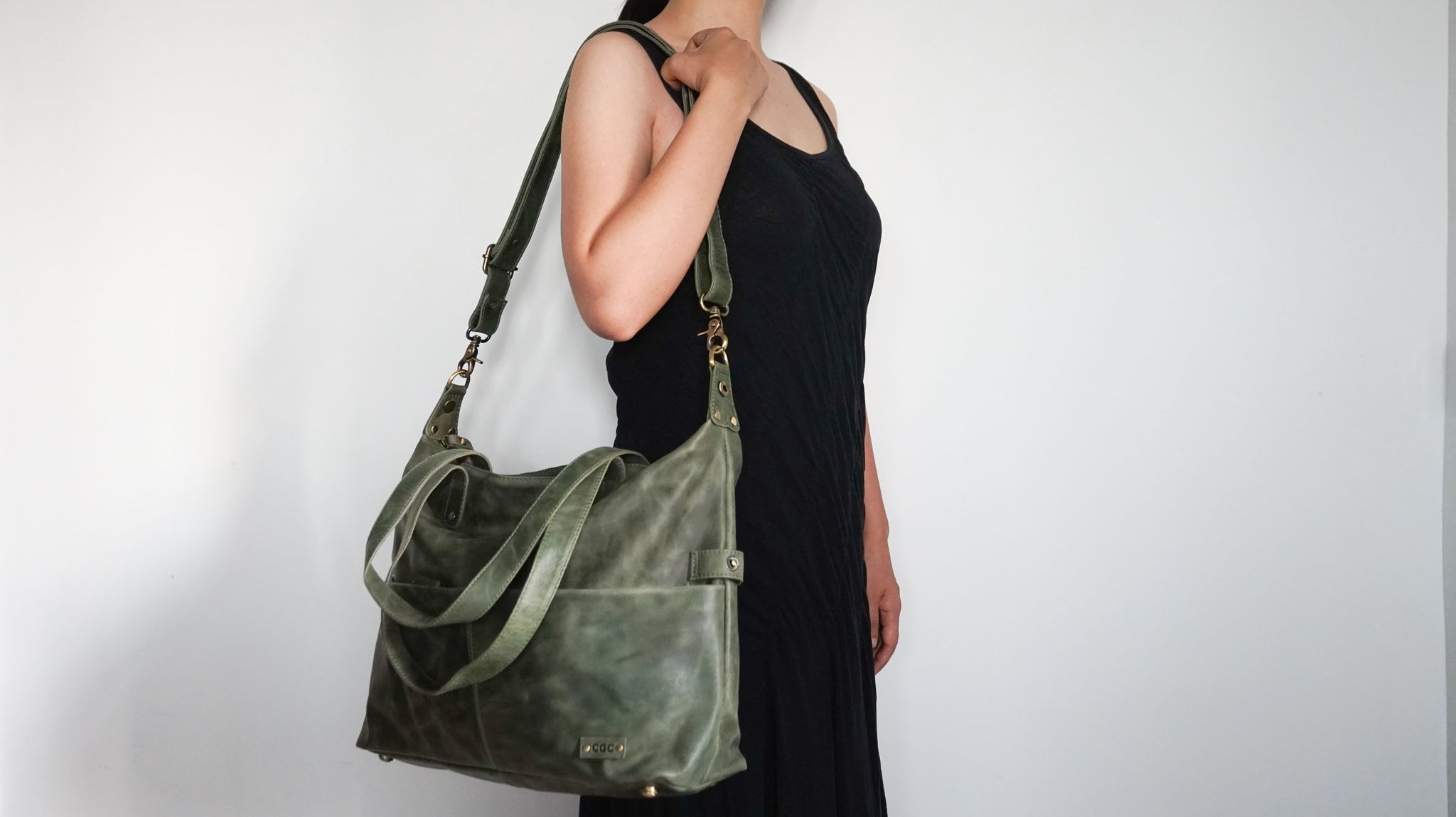 Mcm Green Leather Convertible Tote