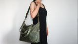 M8 Convertible 3-in-1 Crossbody Backpack Purse in Olive Green Vintage Leather