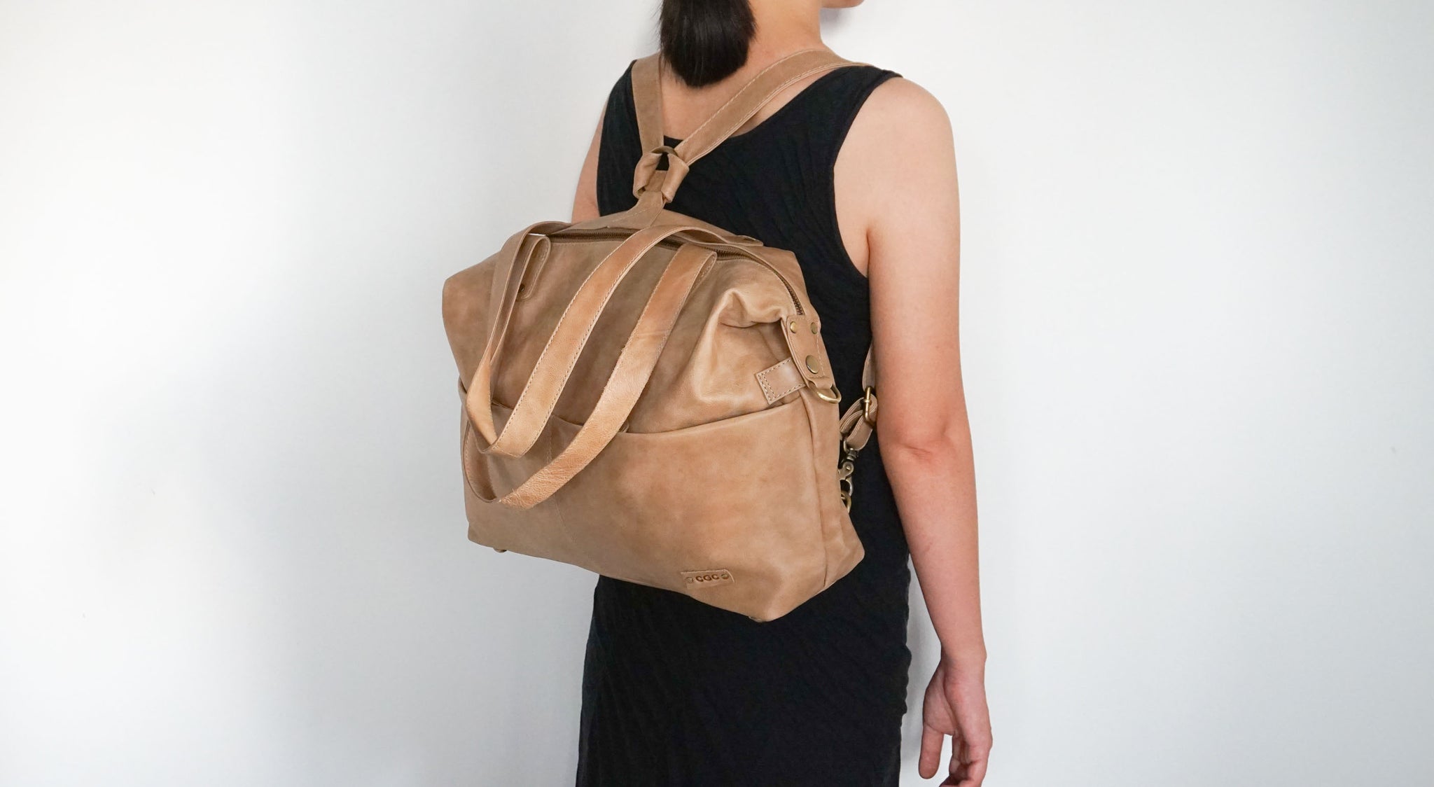 M8 Convertible 3 in 1 Crossbody Backpack Purse in Camel Color Vintage Carry Goods Co