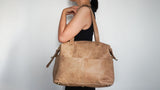 M8 Convertible 3-in-1 Crossbody Backpack Purse in Camel Color Vintage Leather