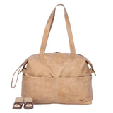 Light brown leather tote diaper purse crossbody convertible backpack large