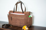 waxed canvas leather diaper bag