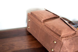 Pipa 11 Pocket Crossbody Diaper Bag Tote in Khaki | Waxed Canvas & Leather